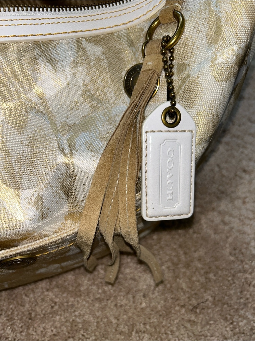 Coach Ivory Metallic Patterned Hobo Shoulder Bag - Picture 10 of 13